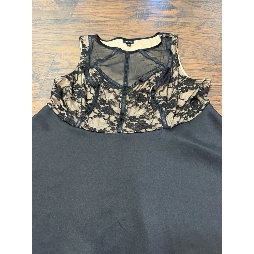 Torrid Lace Corset Peplum Top Size 0 Black Nude‎ Sheer Bustier Style